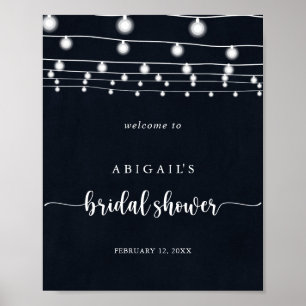 Póster Bienvenida a la ducha de novia con luces de cuerda