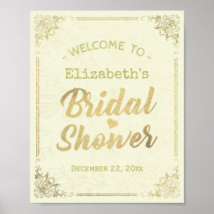 Póster Bienvenida a la ducha de novia con marco floral Go