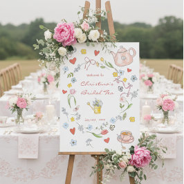 Póster Bienvenida a la ducha de novia con té caprichoso d