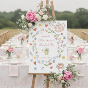 Póster Bienvenida a la ducha de novia con té caprichoso d