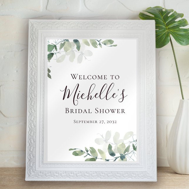 Póster Bienvenida a la ducha de novia con vegetación de e (Subido por el creador)