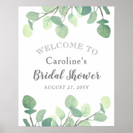 Póster Bienvenida a la Ducha de Novia con Verde de Eucali