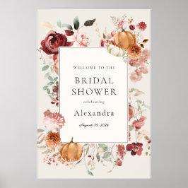 Póster Bienvenida a la ducha de novia de Burgundy Otumn F