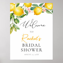 Póster Bienvenida a la ducha de novia de Citrus limón med