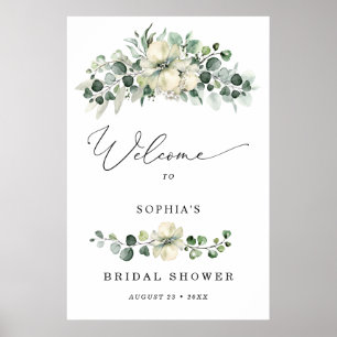Póster Bienvenida a la Ducha de Novia de Eucalipto Verde