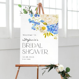 Póster Bienvenida a la ducha de novia de Hydrangeas azule