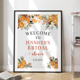 Póster Bienvenida a la ducha de novia de Navidades naranj