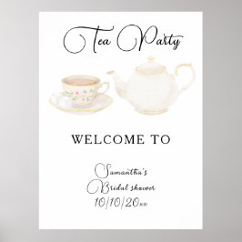 Póster Bienvenida a la ducha de novia de Tea Party