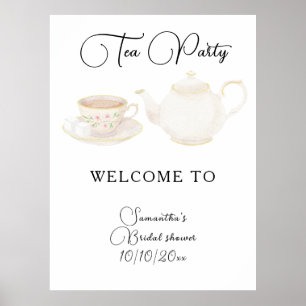 Póster Bienvenida a la ducha de novia de Tea Party