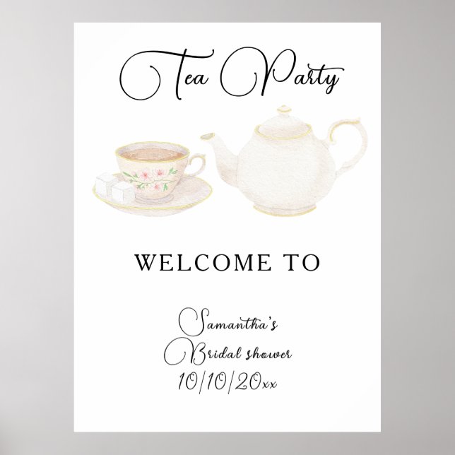Póster Bienvenida a la ducha de novia de Tea Party (Frente)