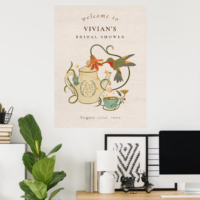Póster Bienvenida a la ducha de novia del Fiesta de té de (Oficina en casa)