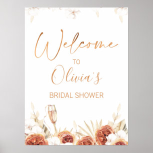 Póster Bienvenida a la ducha de novia del Naranja quemado