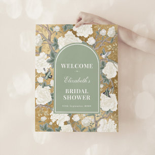 Póster Bienvenida a la ducha de novia del Sage Green Gold