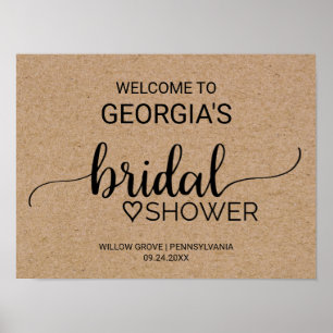 Póster Bienvenida a la ducha de novia Faux Kraft