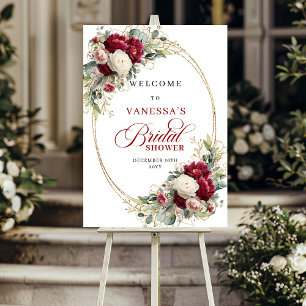 Póster Bienvenida a la Ducha de Novia Floral Blanca de Bo