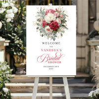 Bienvenida a la Ducha de Novia Floral Burgundy Oro