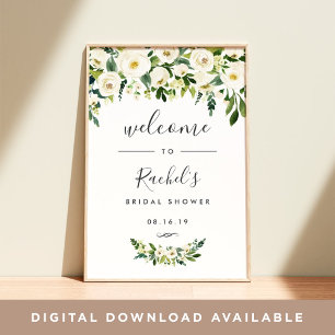 Póster Bienvenida a la ducha de novia floral de Alabaster
