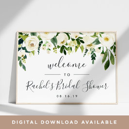 Póster Bienvenida a la ducha de novia floral de Alabaster