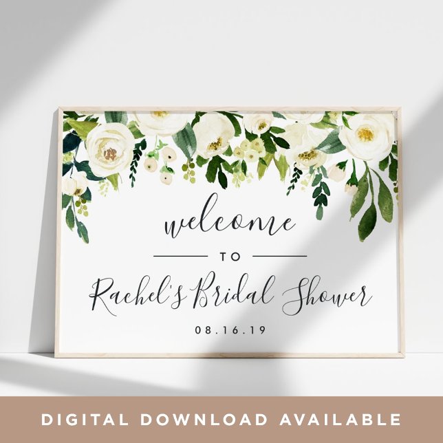 Póster Bienvenida a la ducha de novia floral de Alabaster (Subido por el creador)