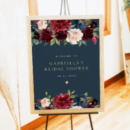 Póster Bienvenida a la ducha de novia floral de la Marina