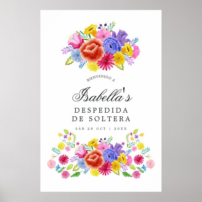 Póster Bienvenida a la ducha de novia floral española Fie (Frente)