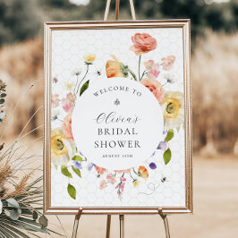Póster Bienvenida a la ducha de novia floral Mommy to Bee