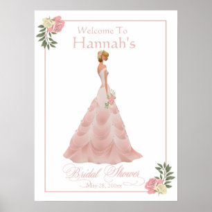 Póster Bienvenida a la ducha de novia floral rosa de Rubo