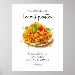 Póster Bienvenida a la ducha de novia italiana Pasta