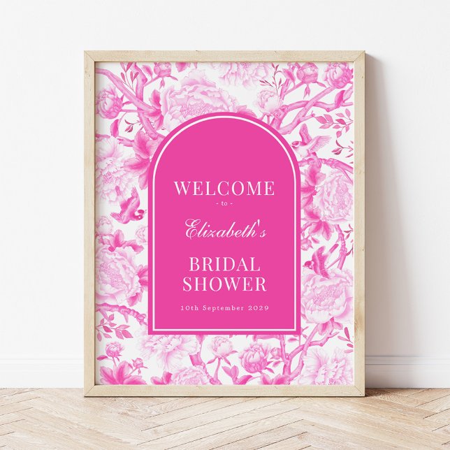 Póster Bienvenida a la ducha de novia Magenta White Chino (Subido por el creador)