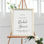Póster Bienvenida a la ducha de novia minimalista<br><div class="desc">Este minimalista poster de bienvenida con ducha de novia es perfecto para una simple ducha de boda. El moderno diseño romántico presenta una tipografía clásica en blanco y negro, acompañada de una caligrafía rústica y elegante con un estilo de letra a mano vintage. Personalizable de cualquier color. Mantenga el diseño...</div>