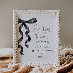 Póster Bienvenida a la ducha de novia moderna de Black Bo