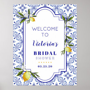 Póster Bienvenida a la ducha de novia Navy Blue & Lemon