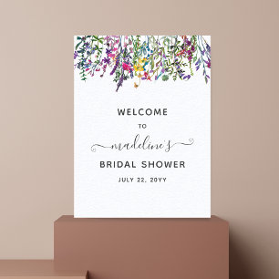 Póster Bienvenida a la ducha de novia Prado de flores sil