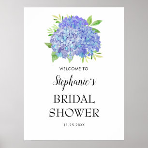 Póster Bienvenida a la ducha de novia Purple Hydrangea Bo