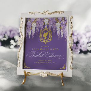 Póster Bienvenida a la ducha de novia Purple Vintage
