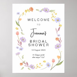 Póster Bienvenida a la ducha de novia Scabiosa Wildflower