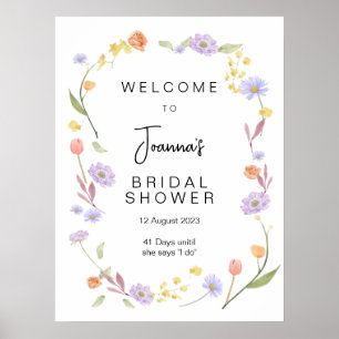 Póster Bienvenida a la ducha de novia Scabiosa Wildflower