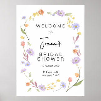 Póster Bienvenida a la ducha de novia Scabiosa Wildflower