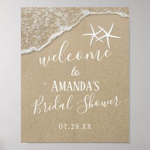 Póster Bienvenida a la ducha de novia Starfish Beach Wedd