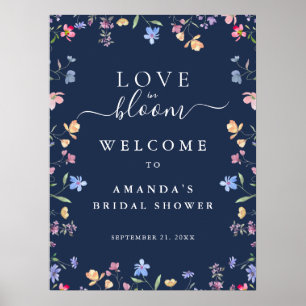Póster Bienvenida a la ducha de novia Wildflowers Love in