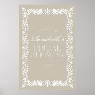 Póster Bienvenida a la ducha de novias Beige Talavera Til