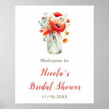 Bienvenida a la ducha de novias de los Poppies Roj