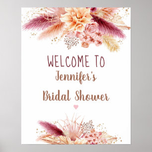 Póster Bienvenida a la ducha de novias del Boho Grass Pam