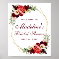 Bienvenida a la ducha de novias Floral Burgundy Go