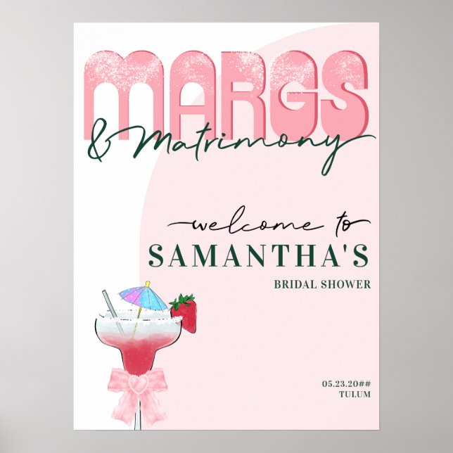 Póster Bienvenida a la ducha de novias Margs Matrimony Te (Frente)