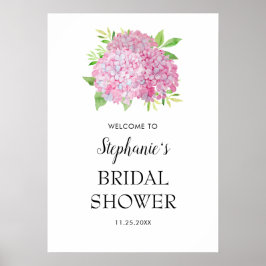 Póster Bienvenida a la ducha de novias rosa Hydrangea Bou