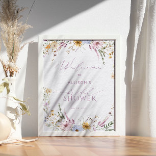 Póster Bienvenida a la ducha de novias Rustic Wildflowers