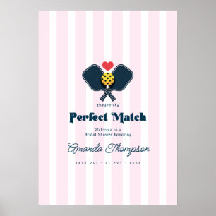 Póster Bienvenida a la ducha de pickleball elegante Prepp