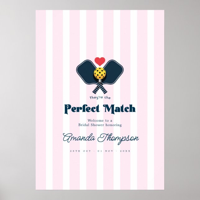 Póster Bienvenida a la ducha de pickleball elegante Prepp (Frente)