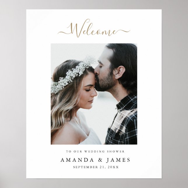 Póster Bienvenida a la ducha de una pareja elegante de or (Frente)